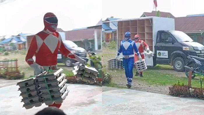 Aksi Unik Petugas SPPG Pakai Kostum Power Rangers Antar MBG di Kolaka Timur, Murid dan Guru Terhibur
